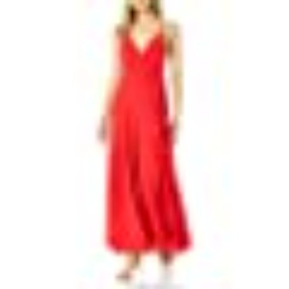 NWT ASTR The Label HOLLAND Hot Red Surplice V-Neck Ruffled Maxi Dress M 6/8 - Picture 3 of 5